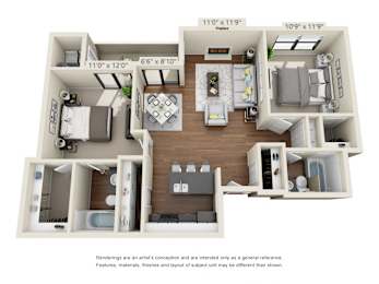2 beds, 2 baths, 911 sqft, $1,700