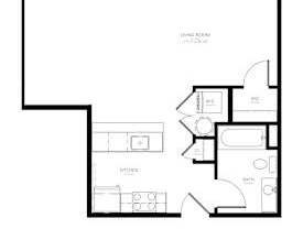 Studio, 1 bath, 588 sqft, $2,300
