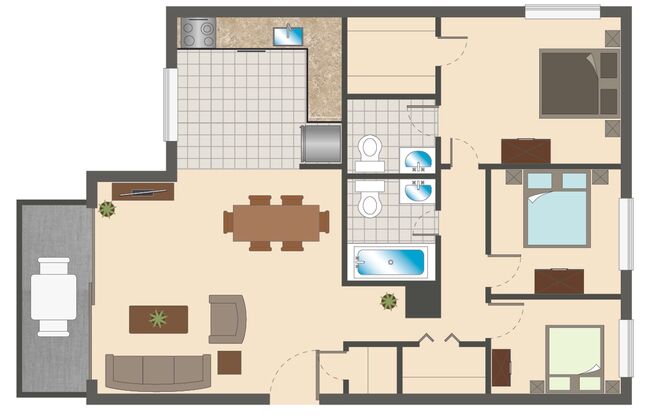 3 beds, 1.5 baths, 943 sqft, $1,700, Unit 6892-D1