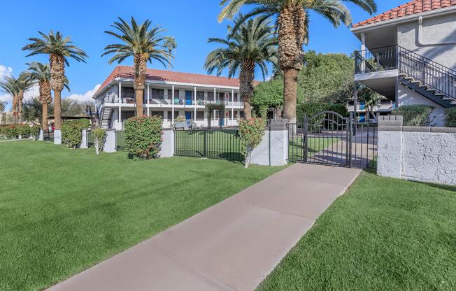 a large lawn in front of a building