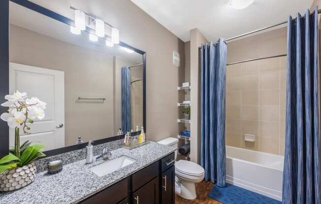 the preserve at ballantyne commons apartments bathroom with shower and tub
