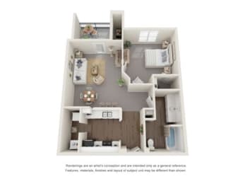 1 bed, 1 bath, 684 sqft, $1,318