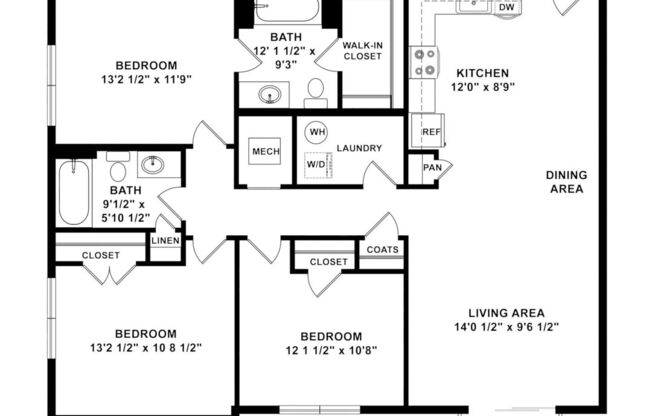 3 beds, 2 baths, 1,176 sqft, $1,510