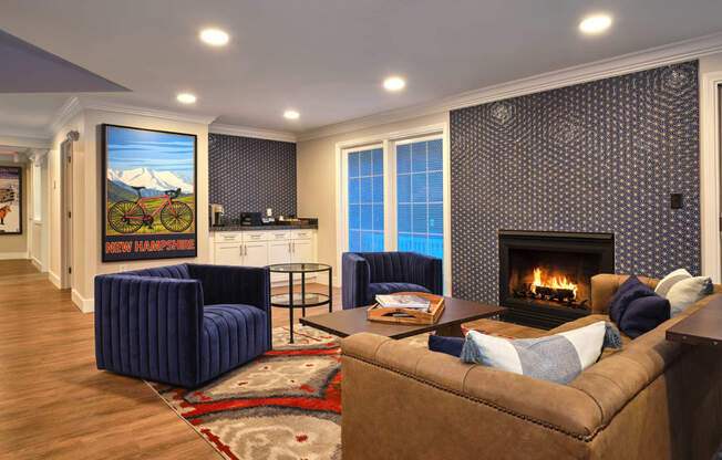 Resident Lounge With Fireplace at Heritage at the River, Manchester, 03102