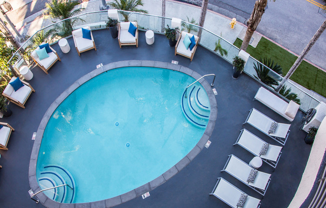 Resort-Inspired Pool Deck from Above