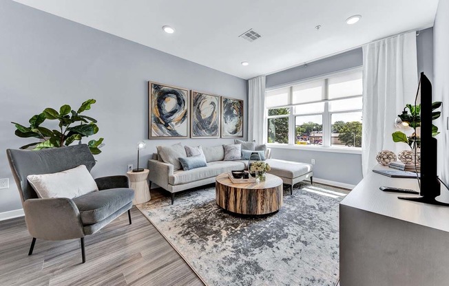 Living Room With Expansive Window at One500, Teaneck, NJ, 07666