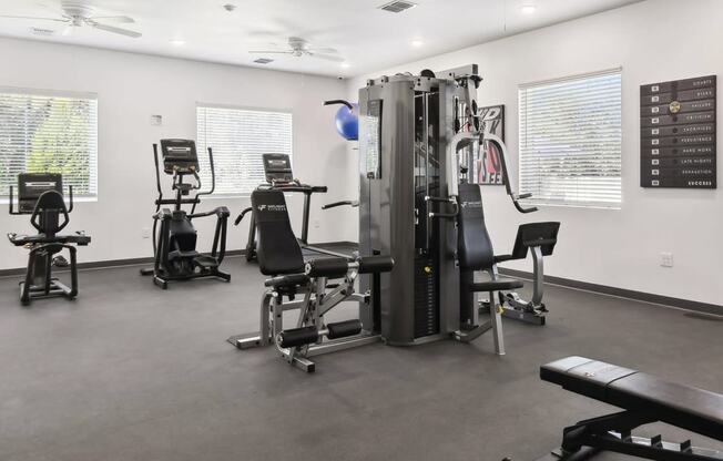 the gym at the residence apartments sc at Gibson Oaks, Lakeland, 33809