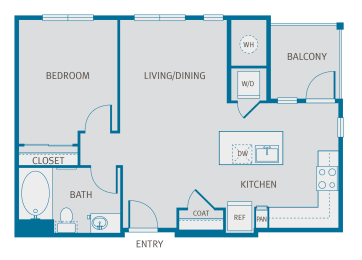 1 bed, 1 bath, 685 sqft, $1,608