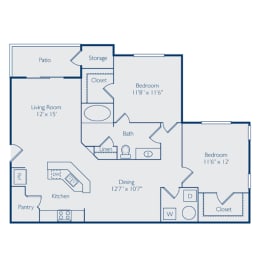 2 beds, 1 bath, 1,145 sqft, $2,046