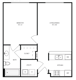 1 bed, 1 bath, 563 sqft, $1,353