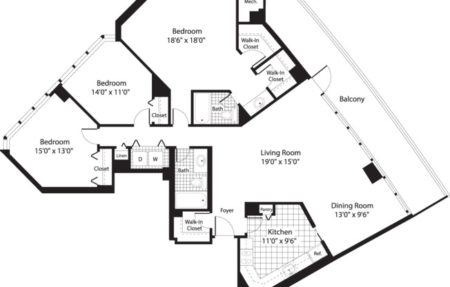 3 beds, 2 baths, 1,430 sqft, $4,295, Unit 0405