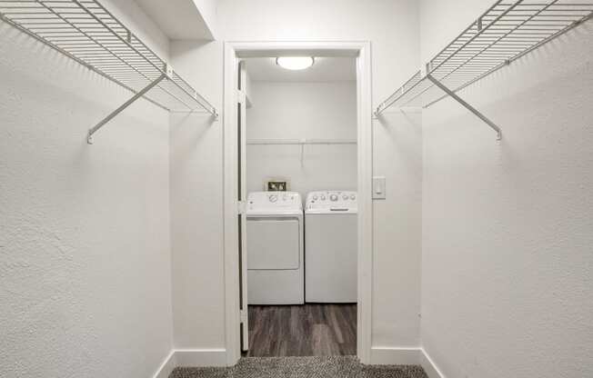 Our In-Unit Closet with Washer and Dryer at Horizon East Apartments