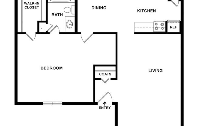 1 bed, 1 bath, 717 sqft, $964