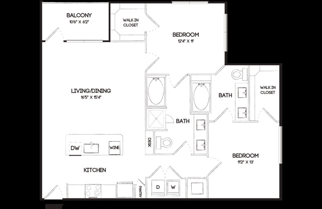 2 beds, 2 baths, 1,073 sqft, $2,369