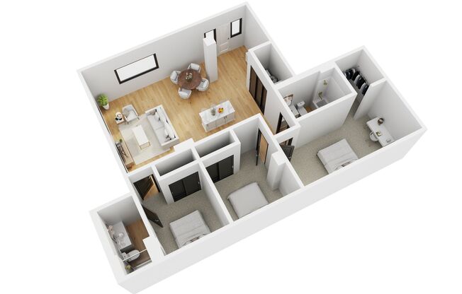 3 beds, 2 baths, 1,261 sqft, $2,105, Unit 8-110