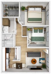 2 beds, 1 bath, 775 sqft, $1,250