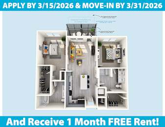 2 beds, 2 baths, 1,080 sqft, $2,210