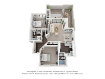 2 beds, 2 baths, 1,050 sqft, $1,650