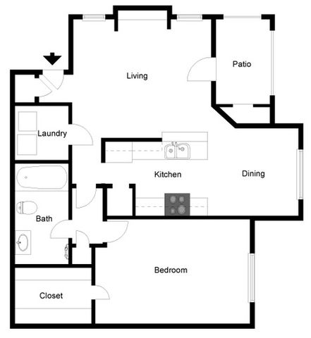1 bed, 1 bath, 802 sqft, $1,319