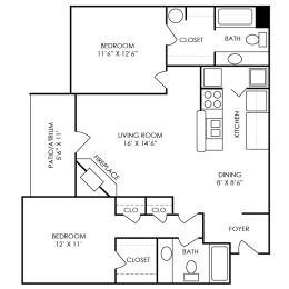 2 beds, 2 baths, 1,050 sqft, $1,418