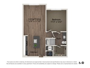 1 bed, 1 bath, 709 sqft, $1,375