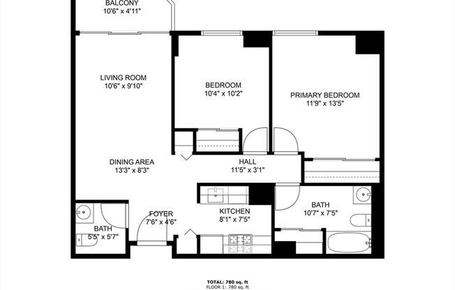 2 beds, 1.5 baths, 782 sqft, $2,900, Unit 1012