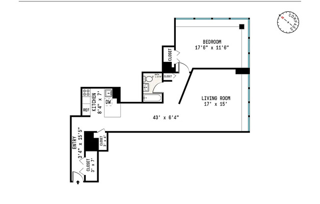 1 bed, 1 bath, 813 sqft, $5,300, Unit 7K