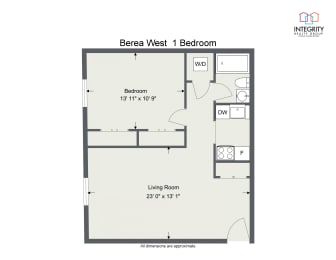 1 bed, 1 bath, 670 sqft, $1,091