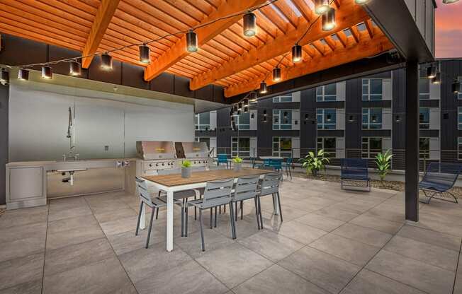 Ironside Apartments in Spokane, Washington Patio with BBQ's and Seating
