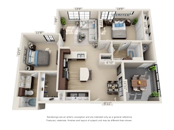 2 beds, 2 baths, 1,083 sqft, $1,777