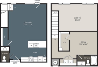 1 bed, 1.5 baths, 1,124 sqft, $2,403