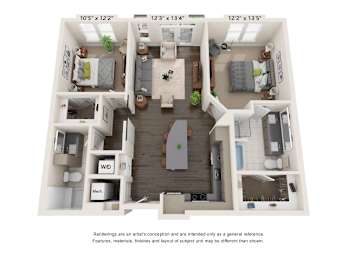 2 beds, 2 baths, 1,075 sqft, $1,901