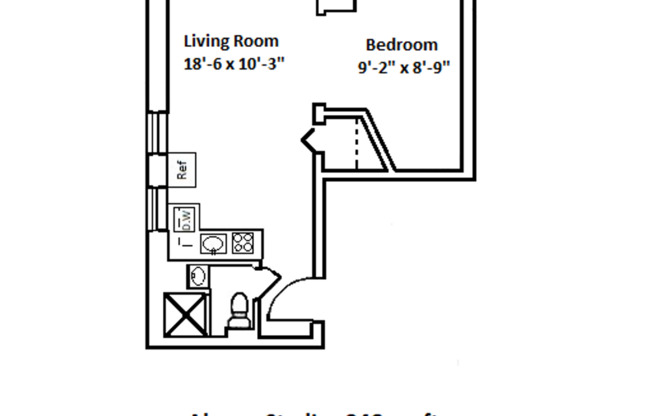 Studio, 1 bath, 305 sqft, $1,400, Unit 25