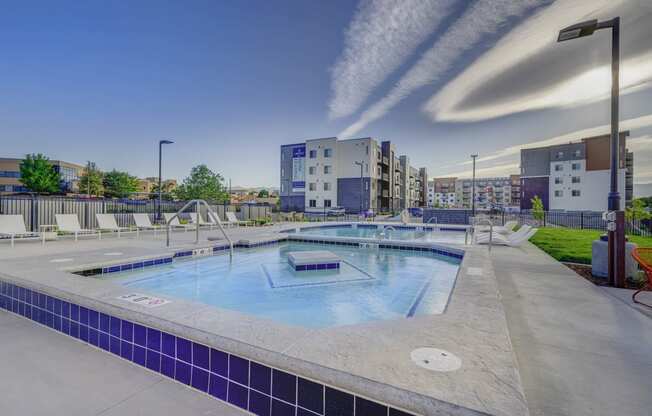 pool at the bradley braddock road station apartments at Copper 87, Utah