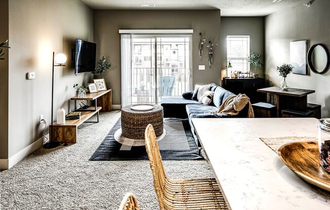 Modern living room at Sterling at Prairie Trail in Ankeny, IA