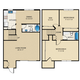 2 beds, 2 baths, 1,440 sqft, $2,974