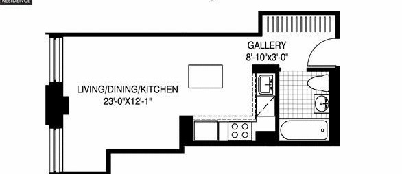 Studio, 1 bath, 500 sqft, $3,400, Unit 11C