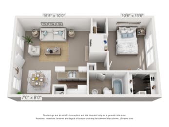 1 bed, 1 bath, 640 sqft, $1,050