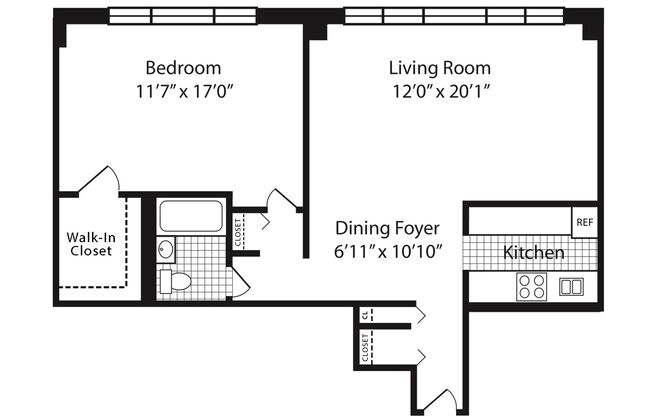 1 bed, 1 bath, 811 sqft, $5,092, Unit 1-6A