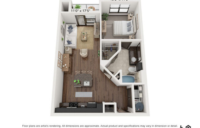 1 bed, 1 bath, 671 sqft, $1,586