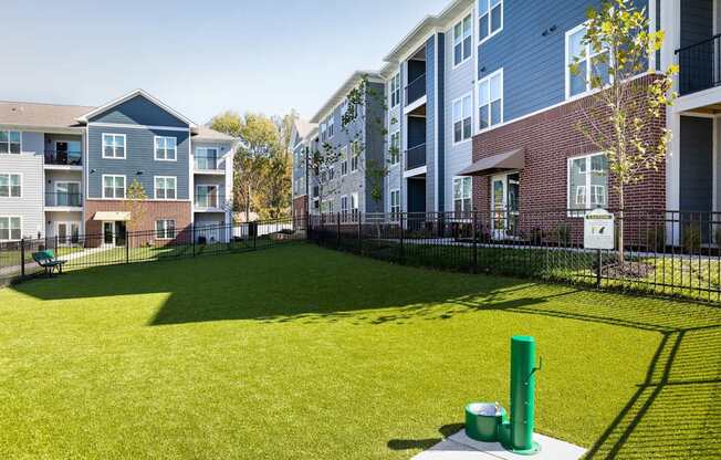 A green and white object sits on a white platform in a grassy area.