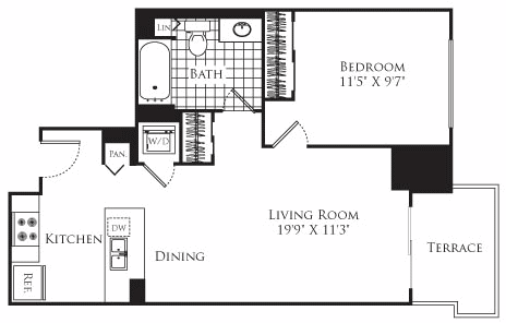 1 bed, 1 bath, 625 sqft, $2,129, Unit 555