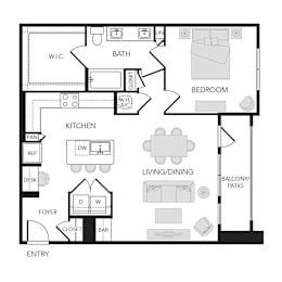 1 bed, 1 bath, 961 sqft, $1,517