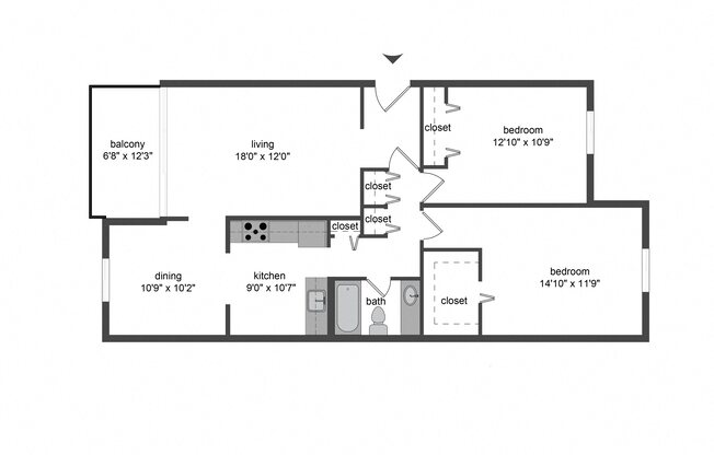 2 beds, 1 bath, 1,022 sqft, $2,020