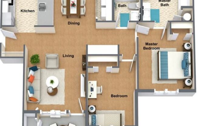 2 beds, 2 baths, 1,070 sqft, $1,530, Unit 340