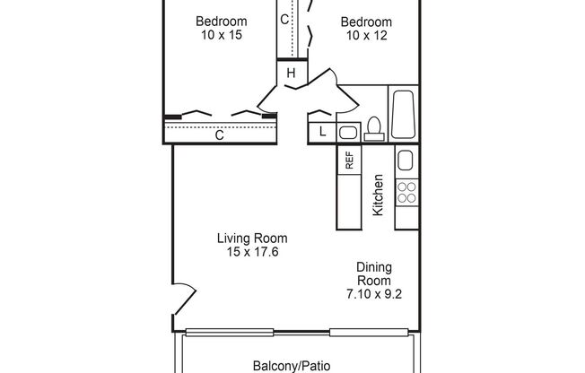 2 beds, 1 bath, 720 sqft, $1,600, Unit 3220-102