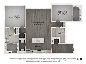 2 beds, 2 baths, 1,328 sqft, $3,775