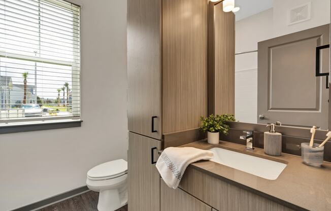a bathroom with a toilet sink and mirror  at The Sophia, Venice