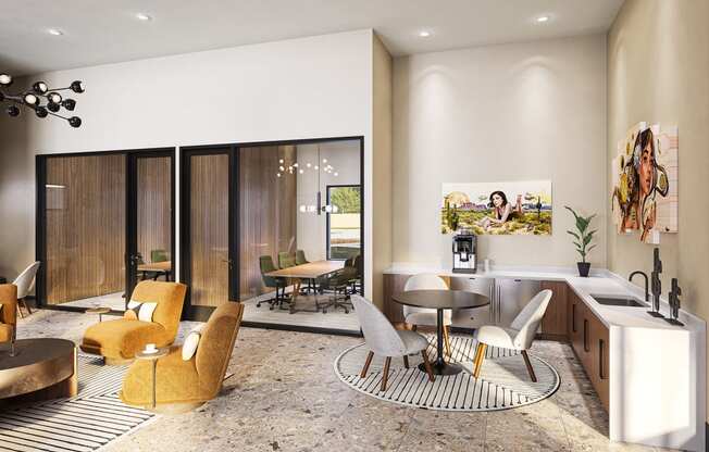 Coffee Bar and Conference Rooms at Solstice Living Apartments in Tucson Arizona