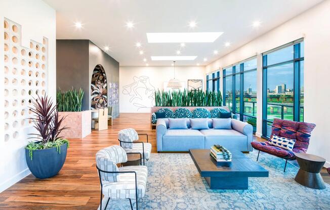 Unobstructed skyline views from your rooftop solarium in downtown Dallas.